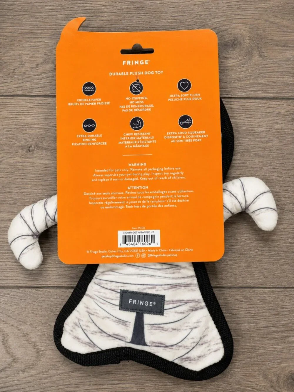 Fringe Studio Halloween Mummy Dog Squeaky Toy – New With Tags